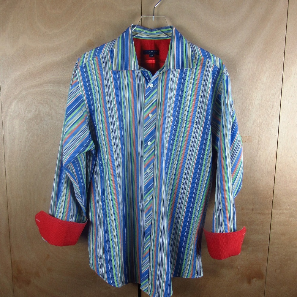 Ted Baker Men Designer Shirt w/Solid Color Cuff